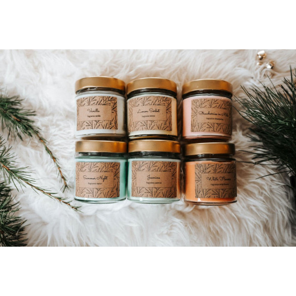 Aromātiskā dabīgā vaska svece stikla burciņā